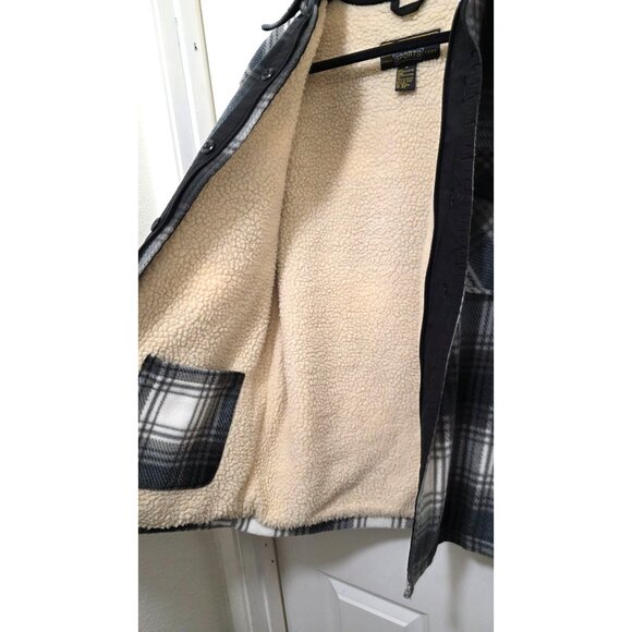 Oscar Sport Men's Flannel Sherpa-Lined Plaid Shirt Jacket Button Closure Size M - Picture 7 of 8